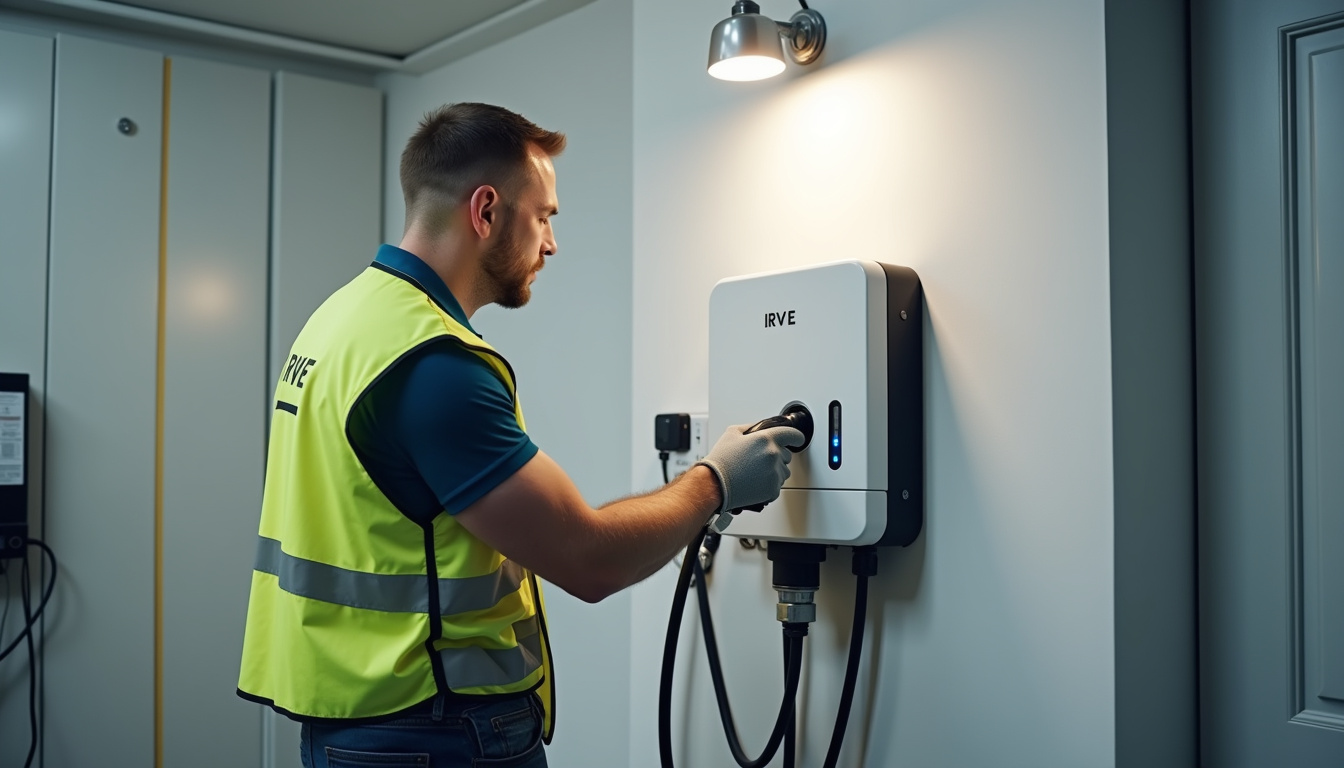 Installation d'une borne de recharge électrique par un technicien qualifié IRVE