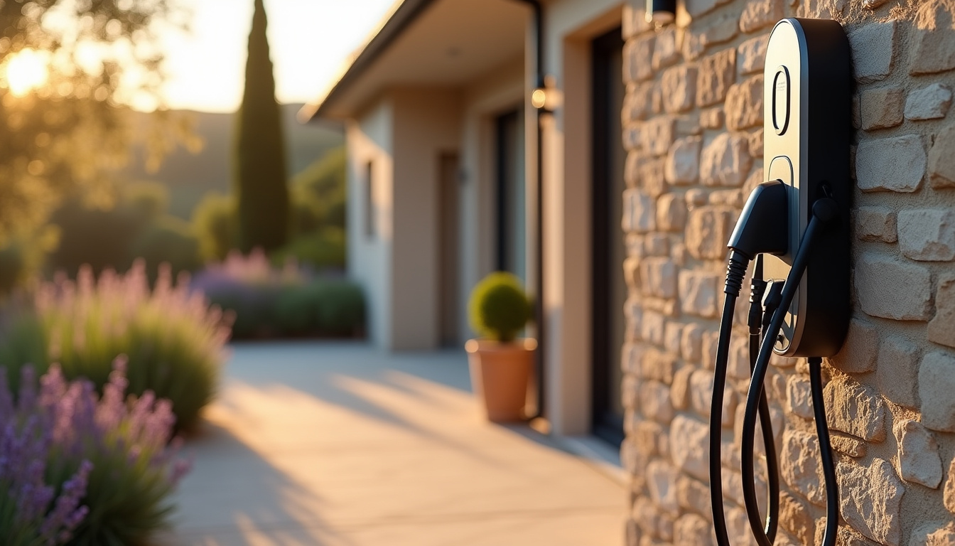 Installation d'une borne de recharge électrique privée devant une maison à Saint-Marc-Jaumegarde