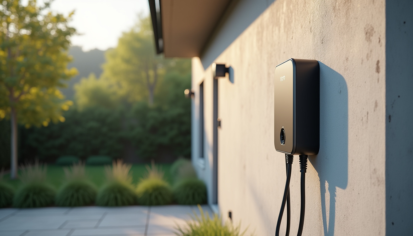 Installation d'une borne de recharge électrique sur la façade d'une maison à Lèves