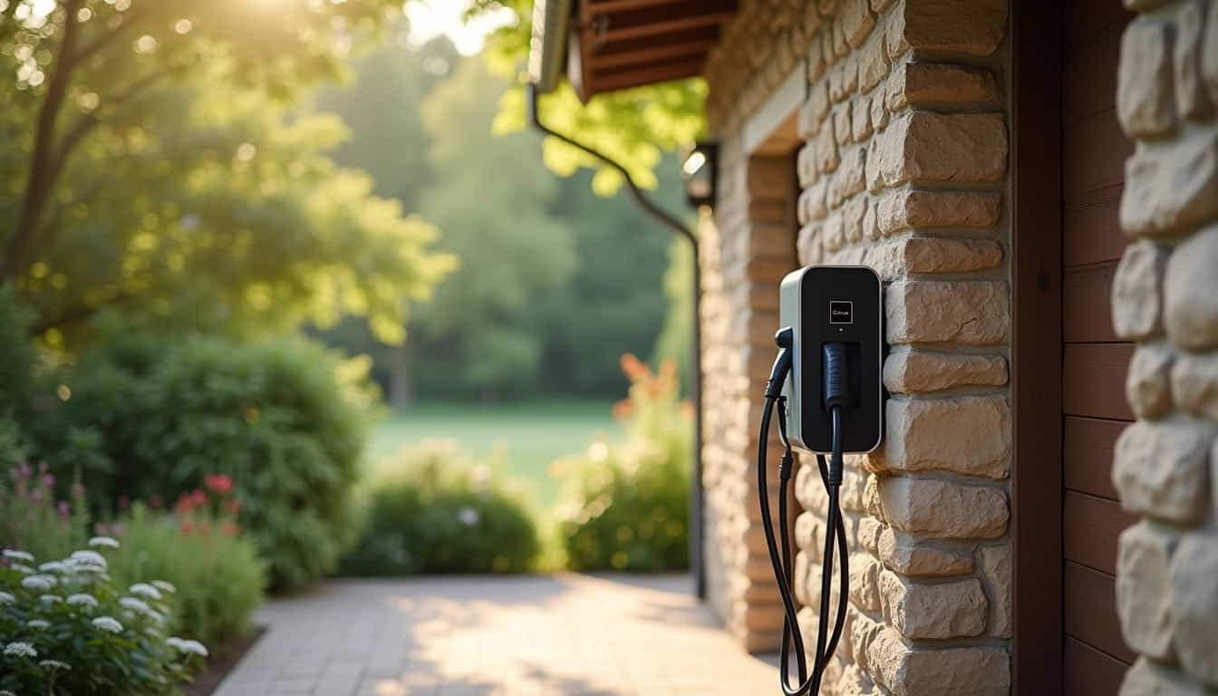Installation d'une borne de recharge électrique sur le mur d'un garage privé à Saint-Paulien