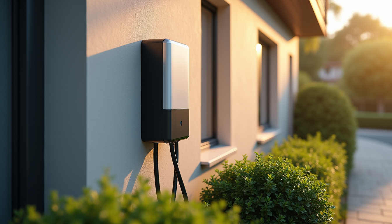 Installation d'une borne de recharge électrique sur le mur d'une maison à Escaudain