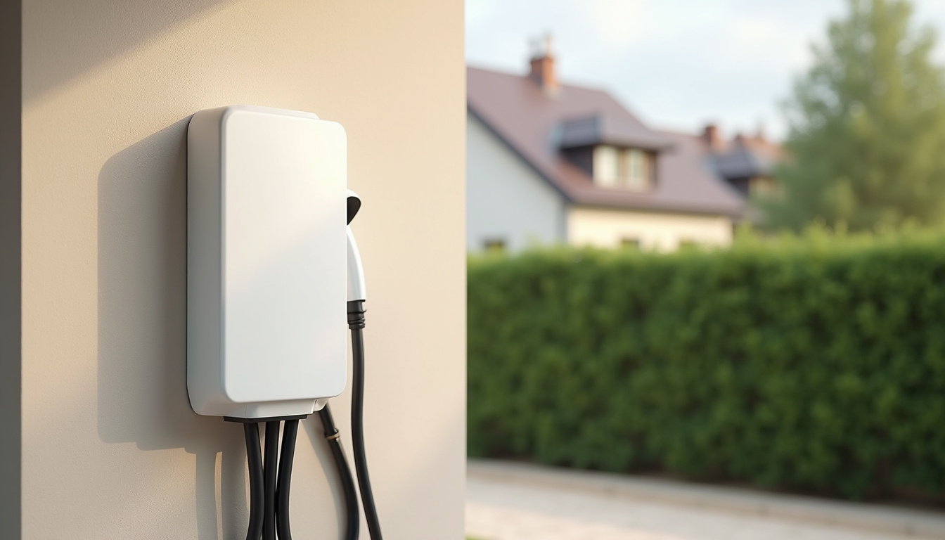 Installation d'une borne de recharge électrique sur le mur d'une maison à Etaux