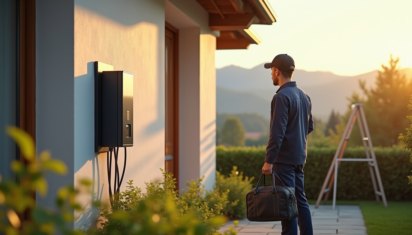 Installation d'une borne de recharge électrique sur le mur extérieur d'une maison individuelle à Cuvat