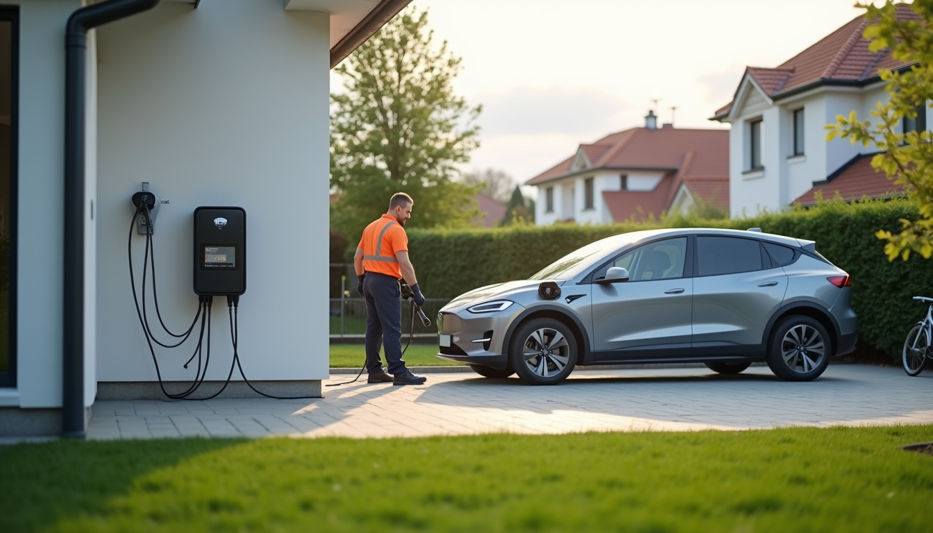 Installation d'une borne de recharge électrique sur le parking d'une maison à Genas