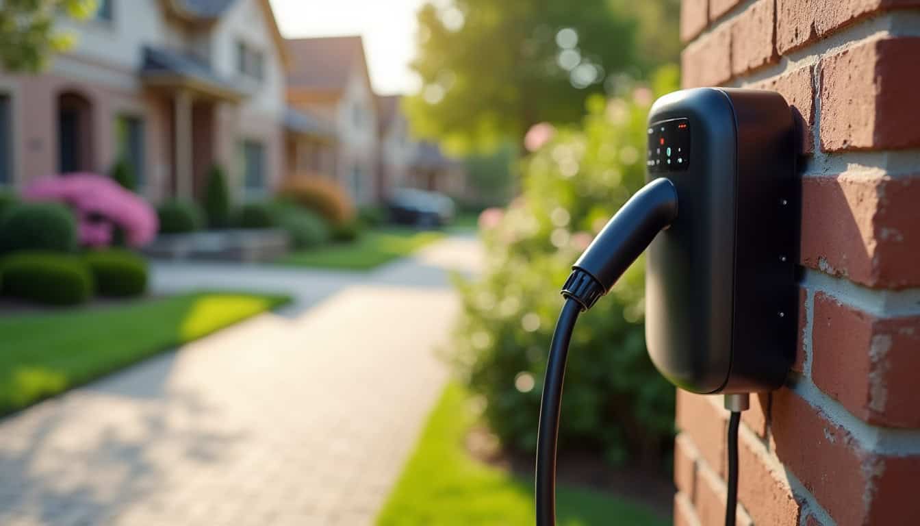 Installation d'une borne de recharge électrique sur le parking d'une maison individuelle à Tenteling