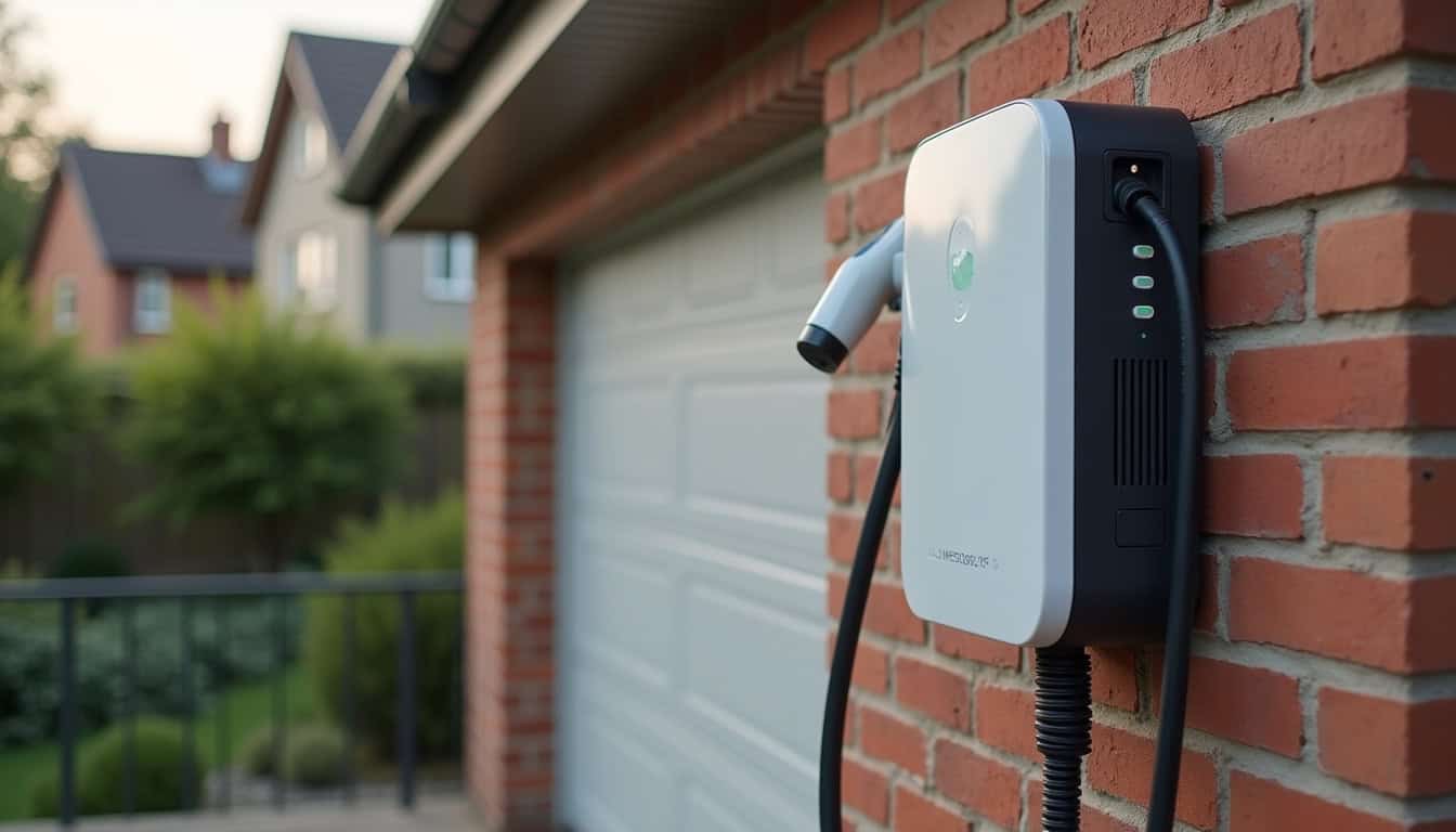 Installation d'une borne de recharge électrique sur un mur de garage à Anor