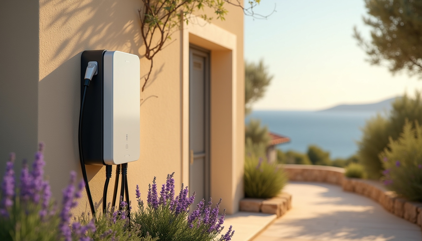 Installation d'une borne de recharge électrique sur un mur extérieur à Agde