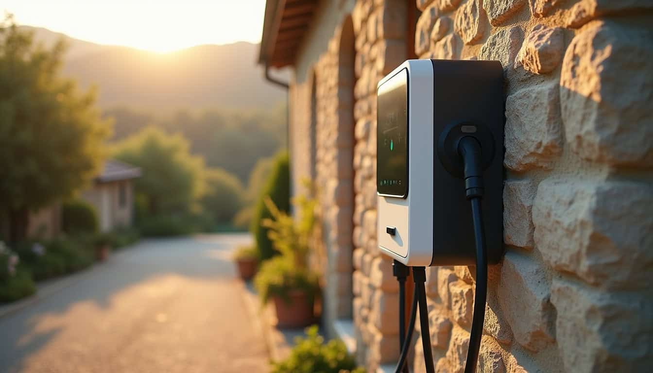 Installation d'une borne de recharge électrique sur un mur extérieur à Courtisols