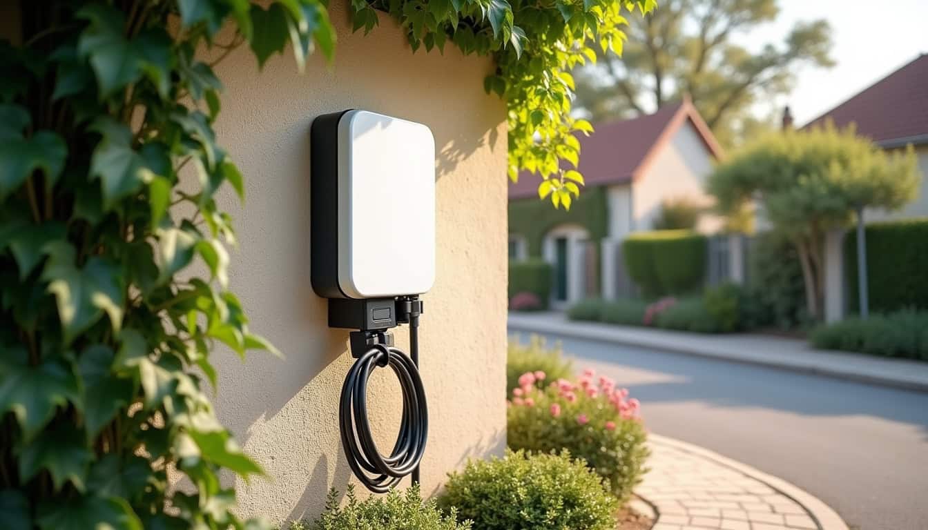 Installation d'une borne de recharge électrique sur un mur extérieur à Frelinghien