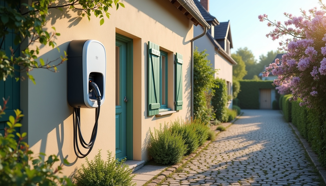Installation d'une borne de recharge électrique sur un mur extérieur à Gasny