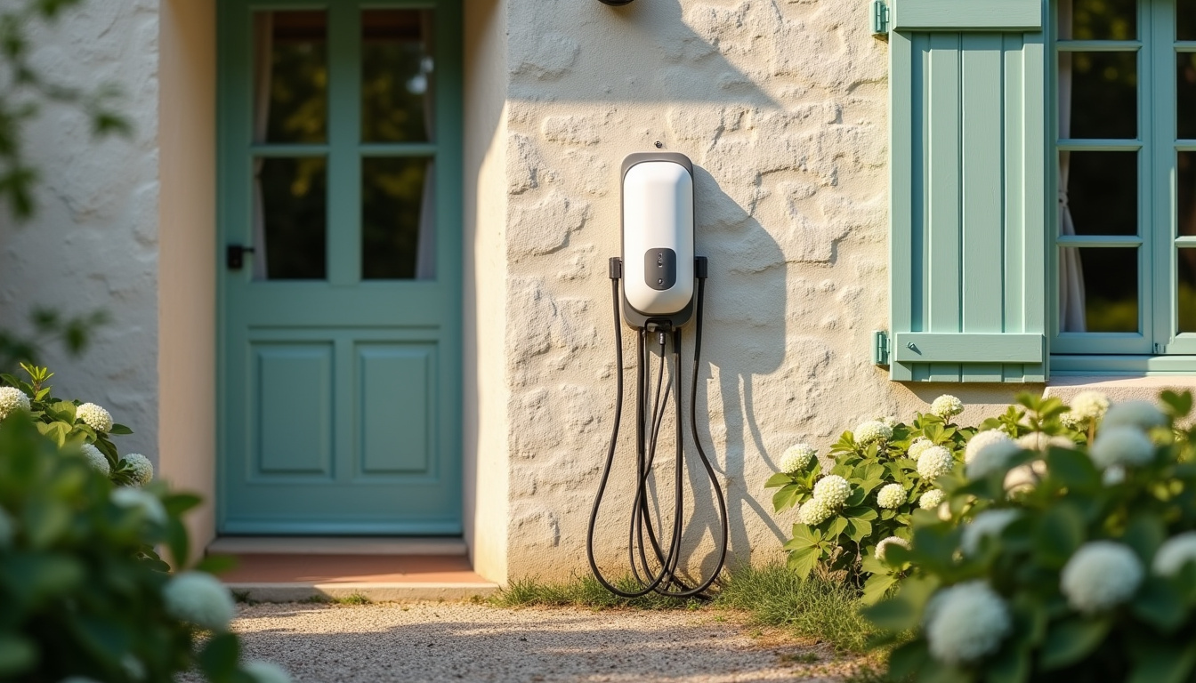 Installation d'une borne de recharge électrique sur un mur extérieur à Granville