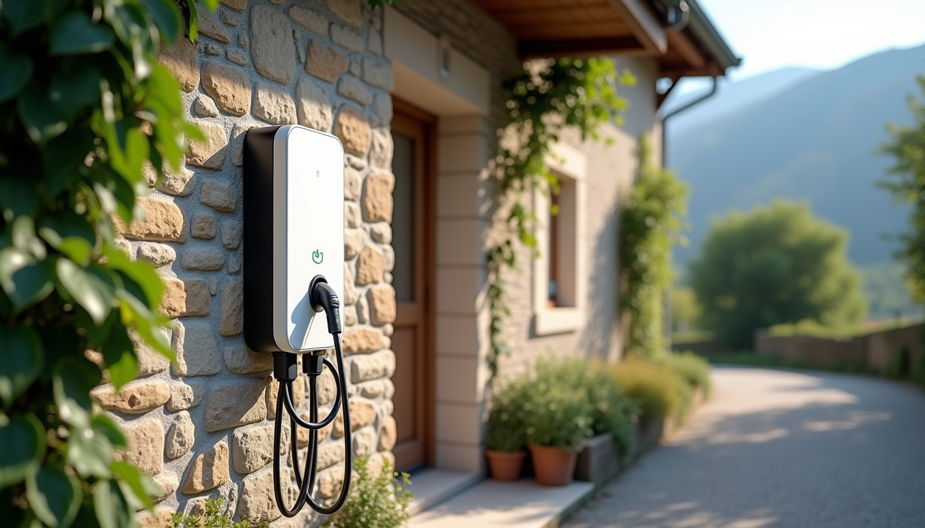 Installation d'une borne de recharge électrique sur un mur extérieur à L'Albenc