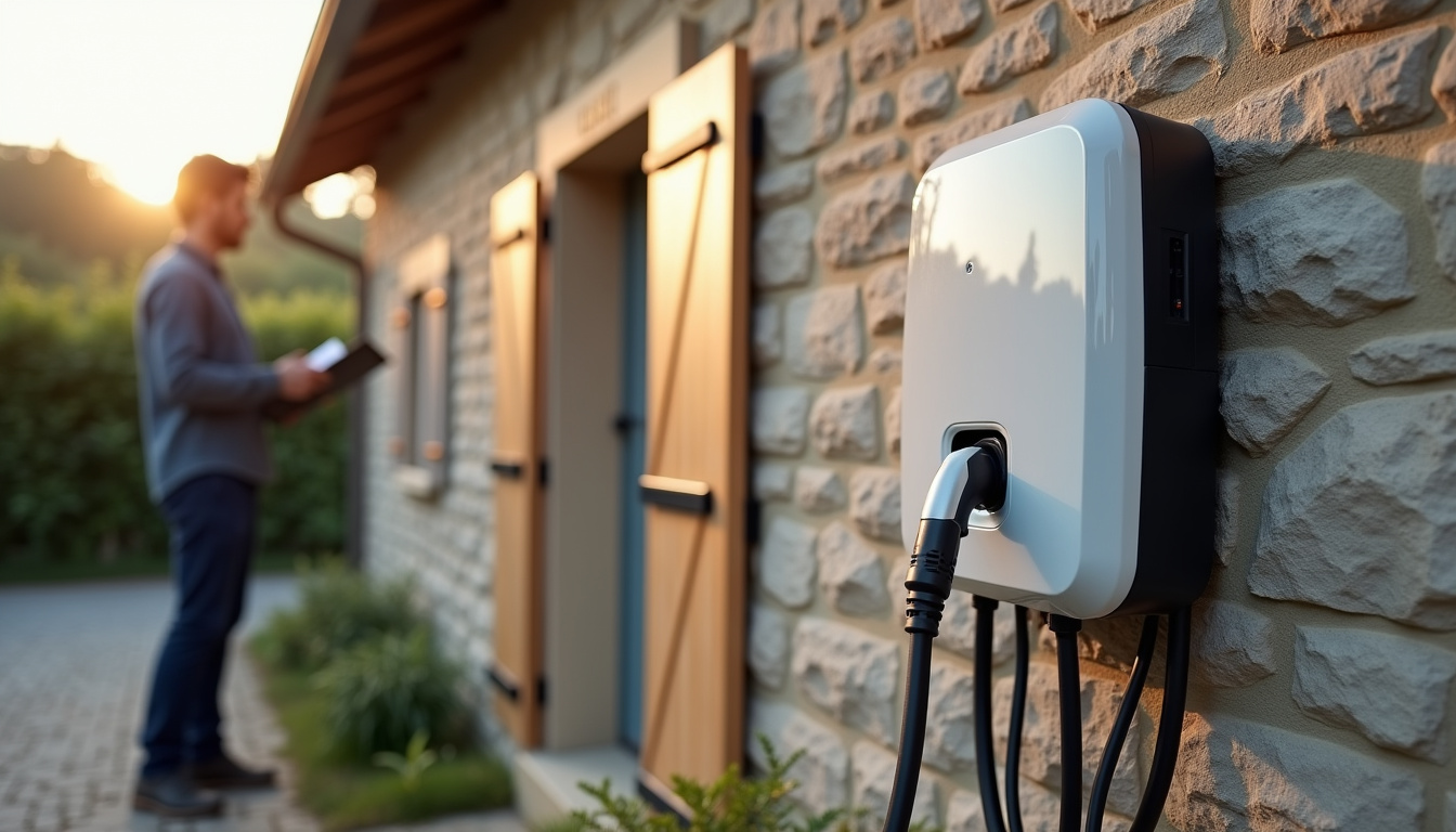 Installation d'une borne de recharge électrique sur un mur extérieur à Nancray