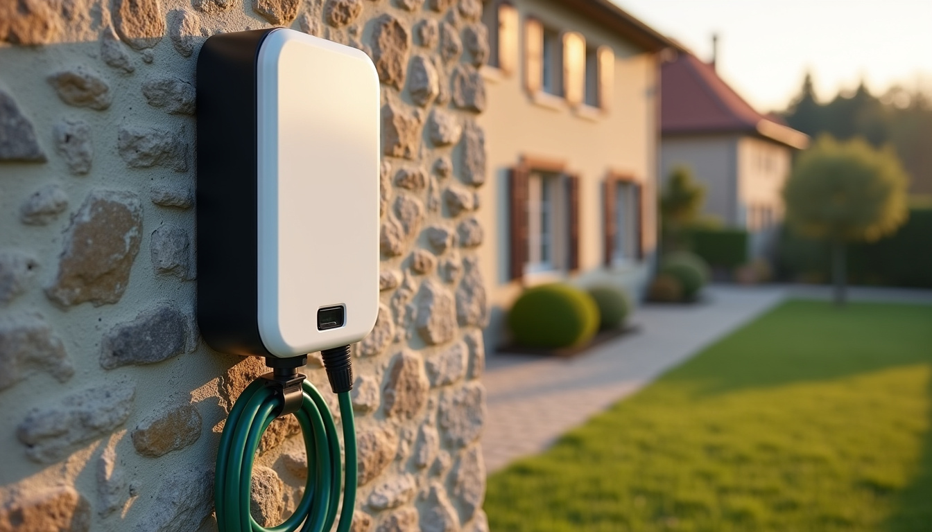 Installation d'une borne de recharge électrique sur un mur extérieur à Rieux-en-Cambrésis