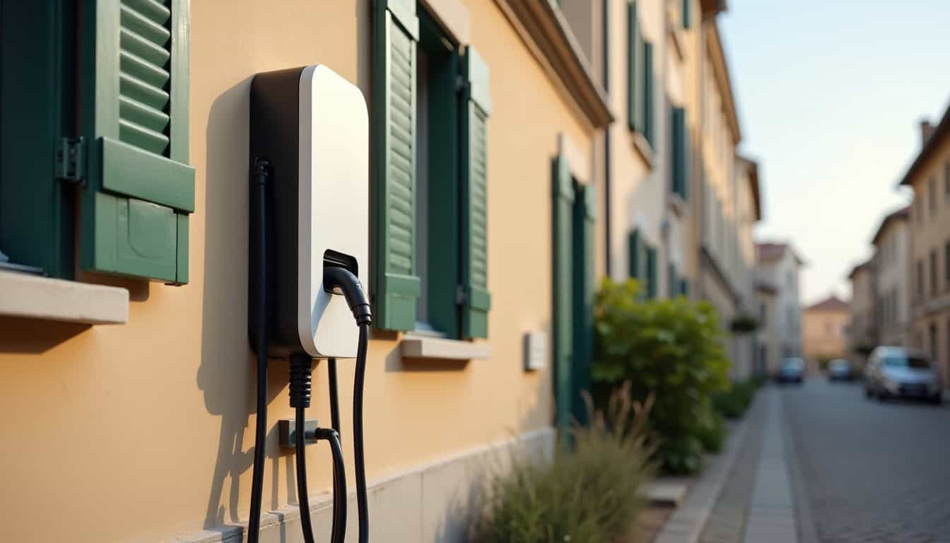 Installation d'une borne de recharge électrique sur un mur extérieur à Sartrouville