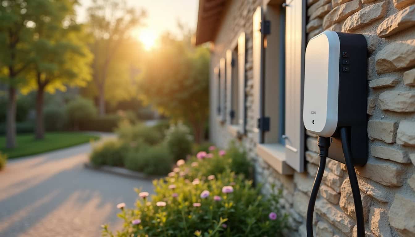 Installation d'une borne de recharge électrique sur un mur extérieur à Toussieu