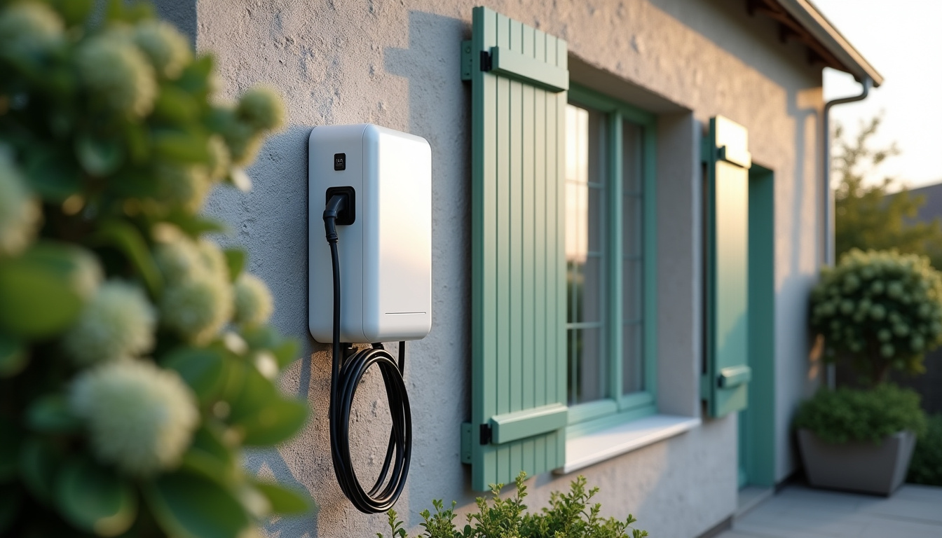Installation d'une borne de recharge électrique sur un mur extérieur d'une maison à Bénodet