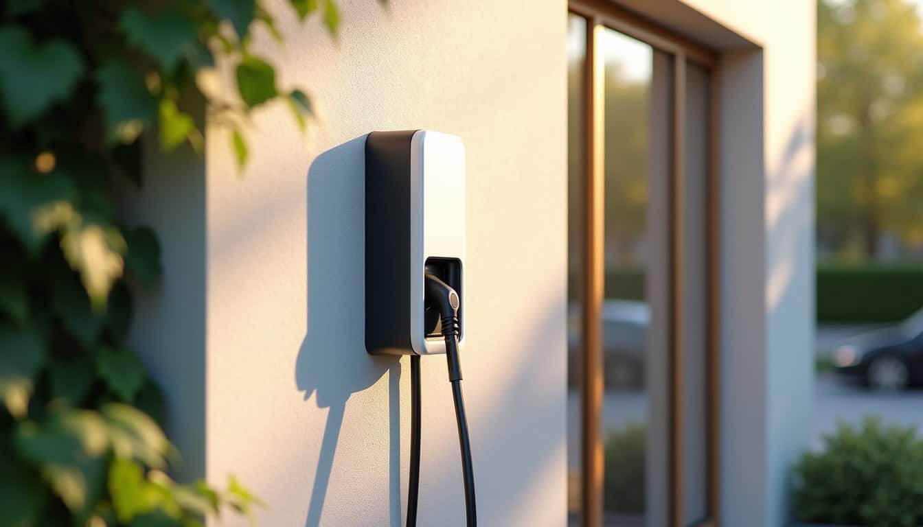 Installation d'une borne de recharge électrique sur un mur extérieur d'une maison à Falleron