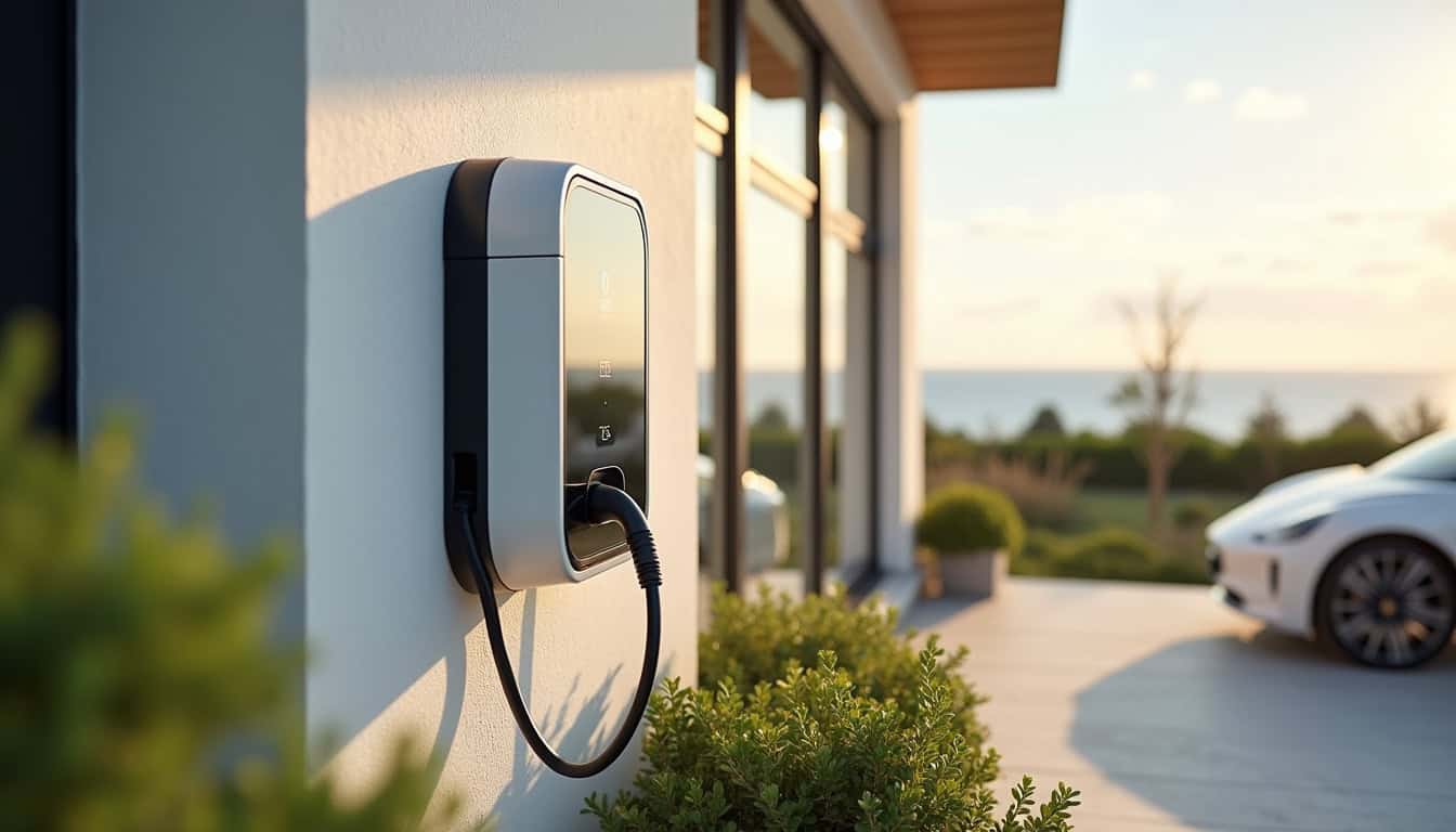 Installation d'une borne de recharge électrique sur un mur extérieur d'une maison à Fouras