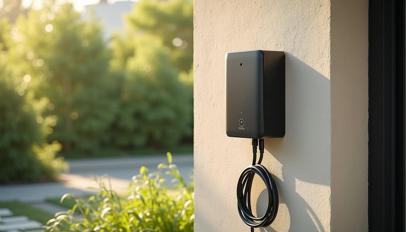 Installation d'une borne de recharge électrique sur un mur extérieur d'une maison à Plessé