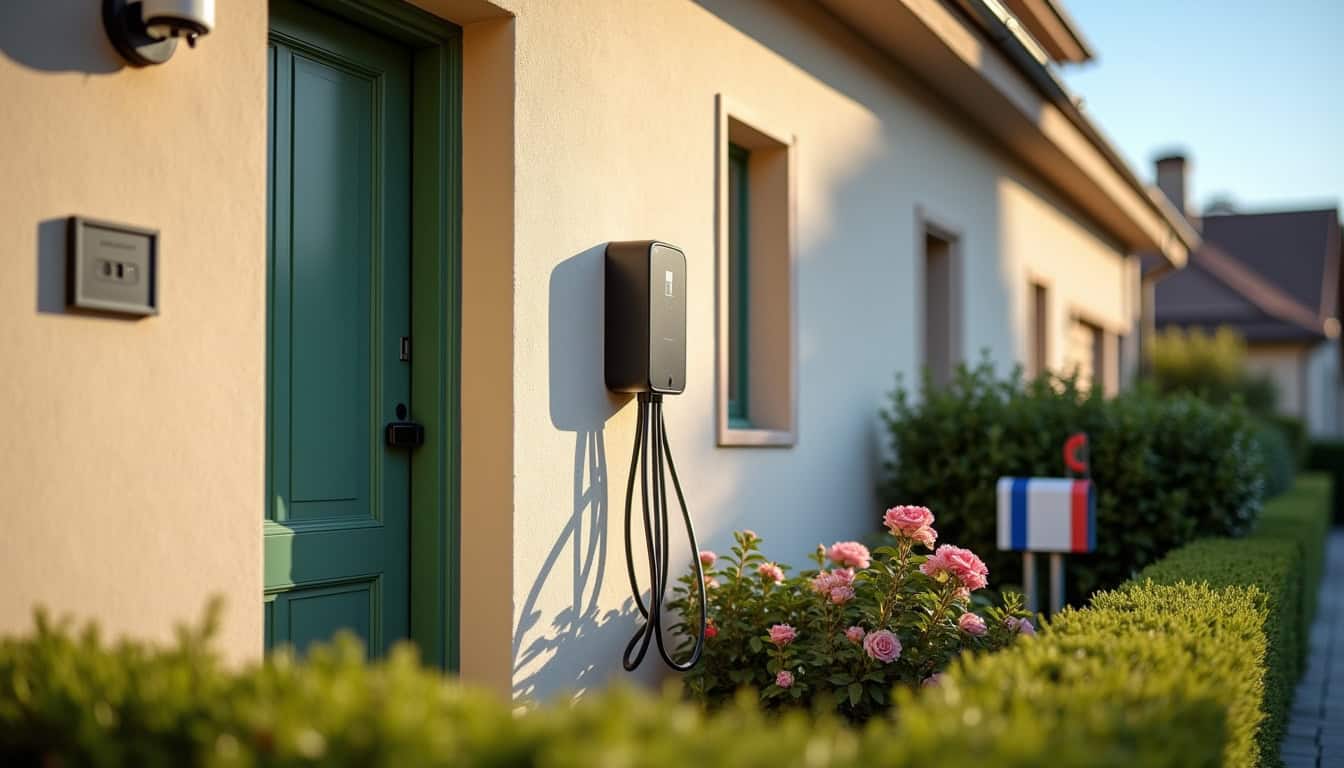 Installation d'une borne de recharge électrique sur un mur extérieur d'une maison à Warmeriville