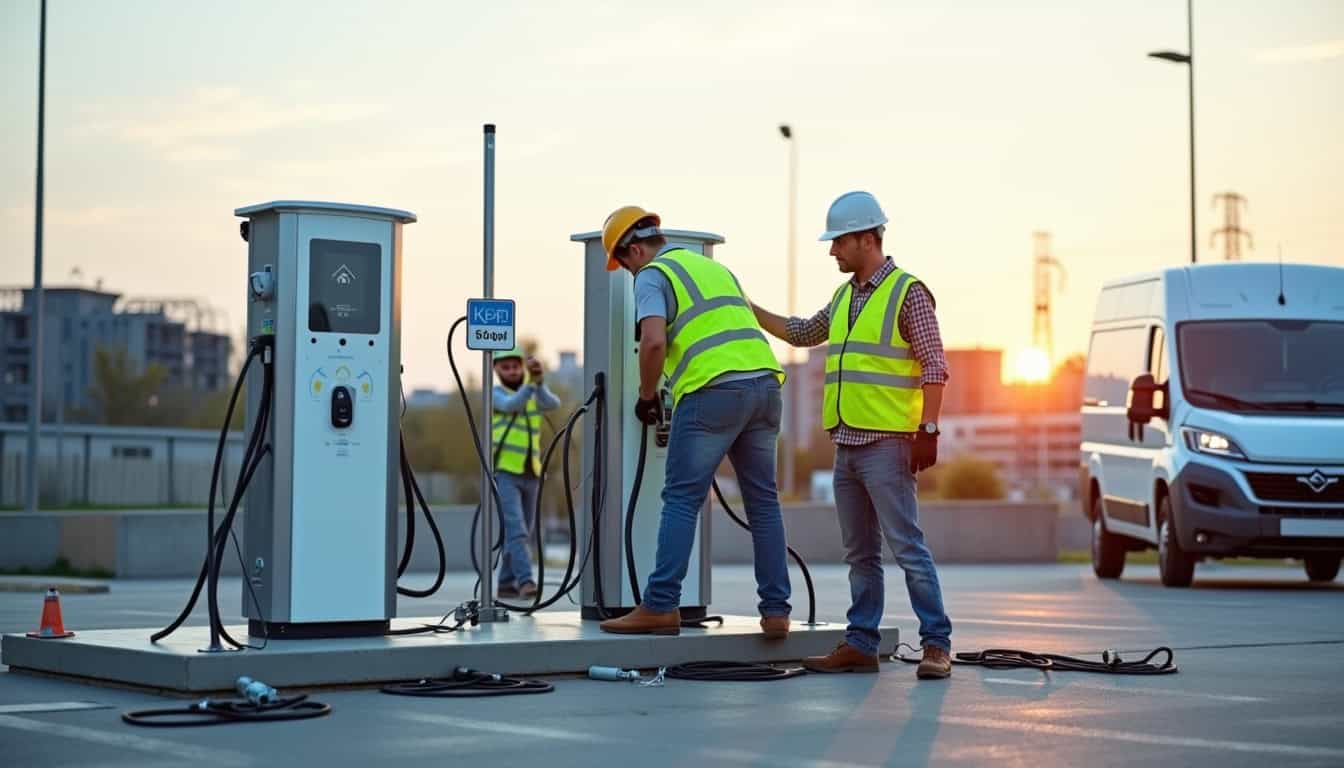 Installation d'une borne de recharge électrique sur un parking à Frouard