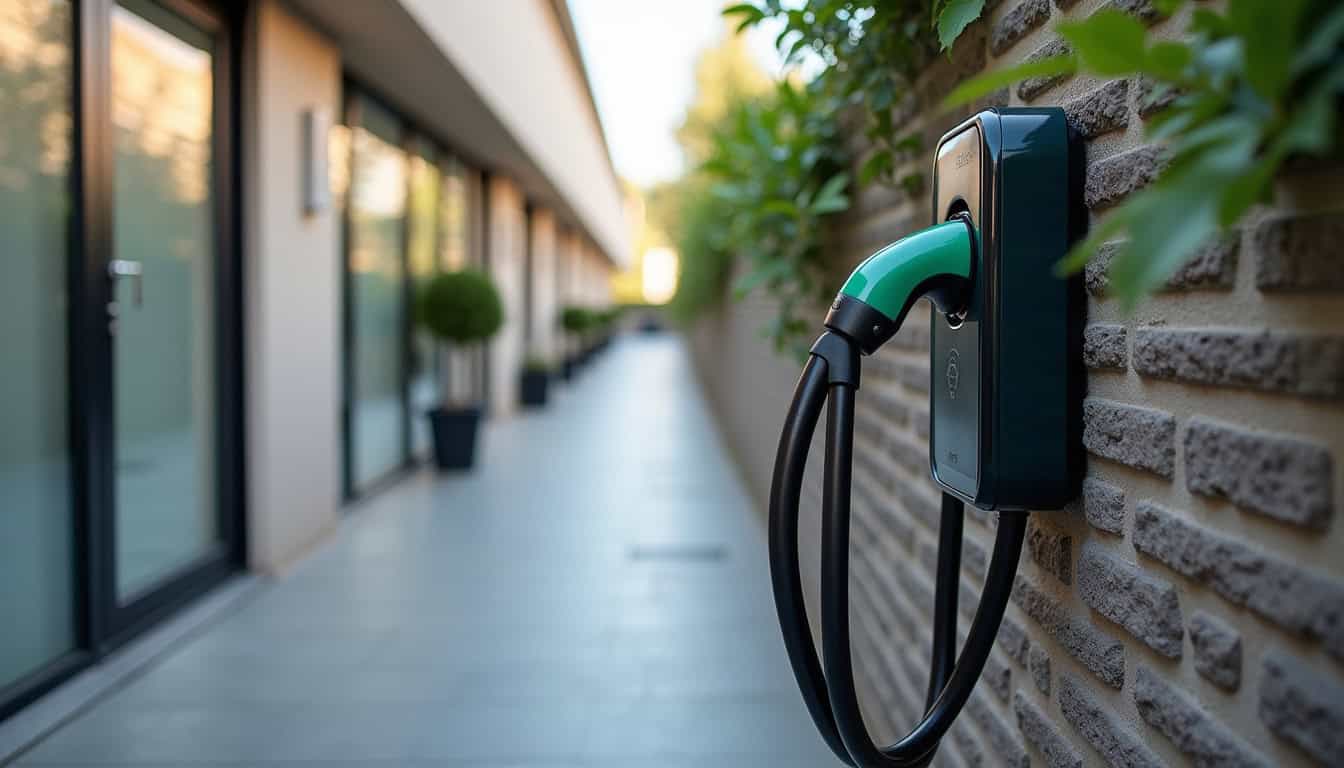 Installation d'une borne de recharge électrique sur un parking de maison individuelle à Brax