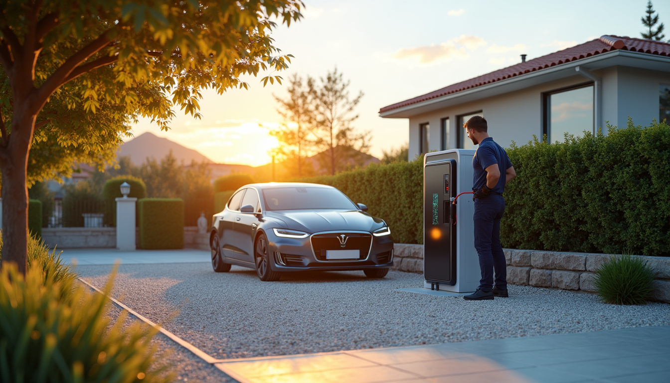 Installation d'une borne de recharge électrique sur un parking privé à Aramon