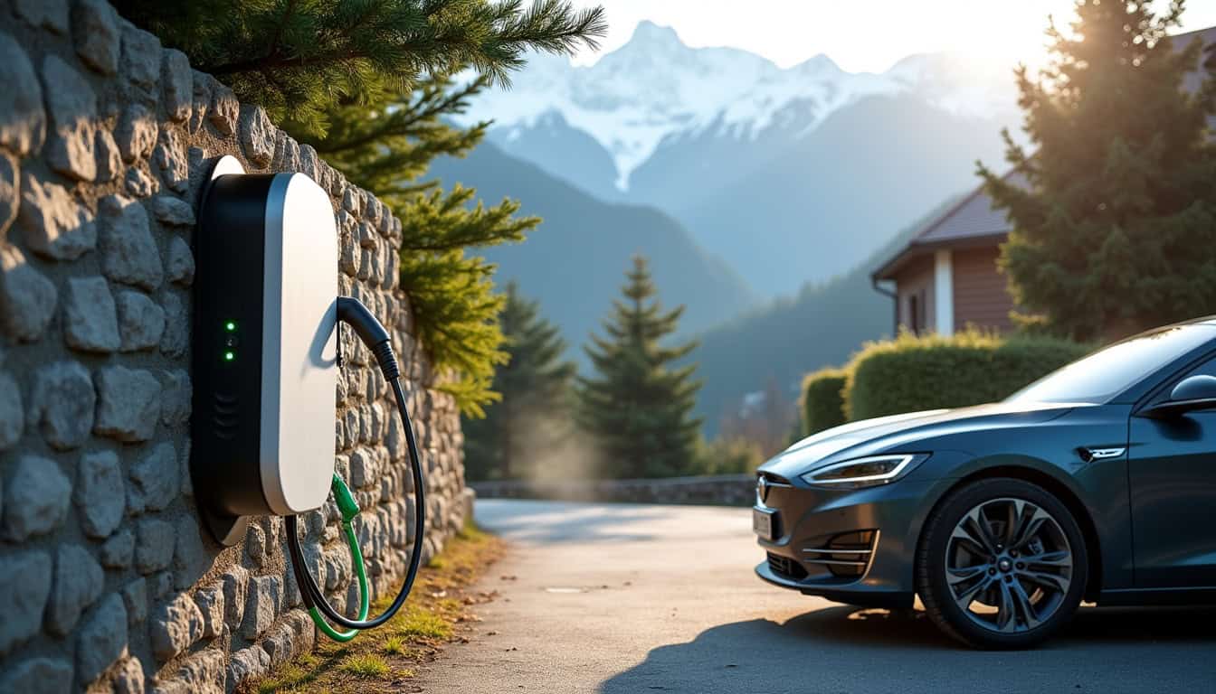 Installation d'une borne de recharge électrique sur un parking privé à Messery, en Haute-Savoie