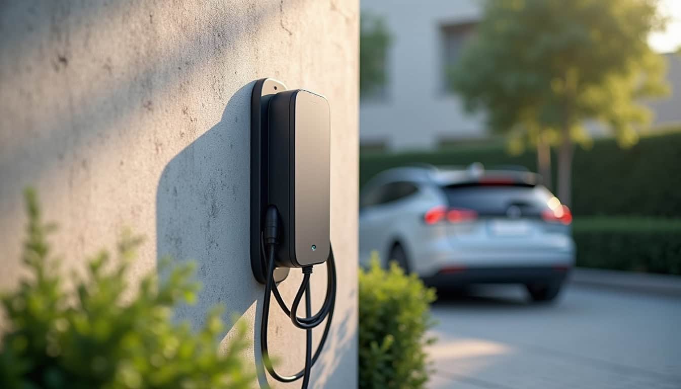 Installation d'une borne de recharge électrique sur un parking privé à Montoire-sur-le-Loir