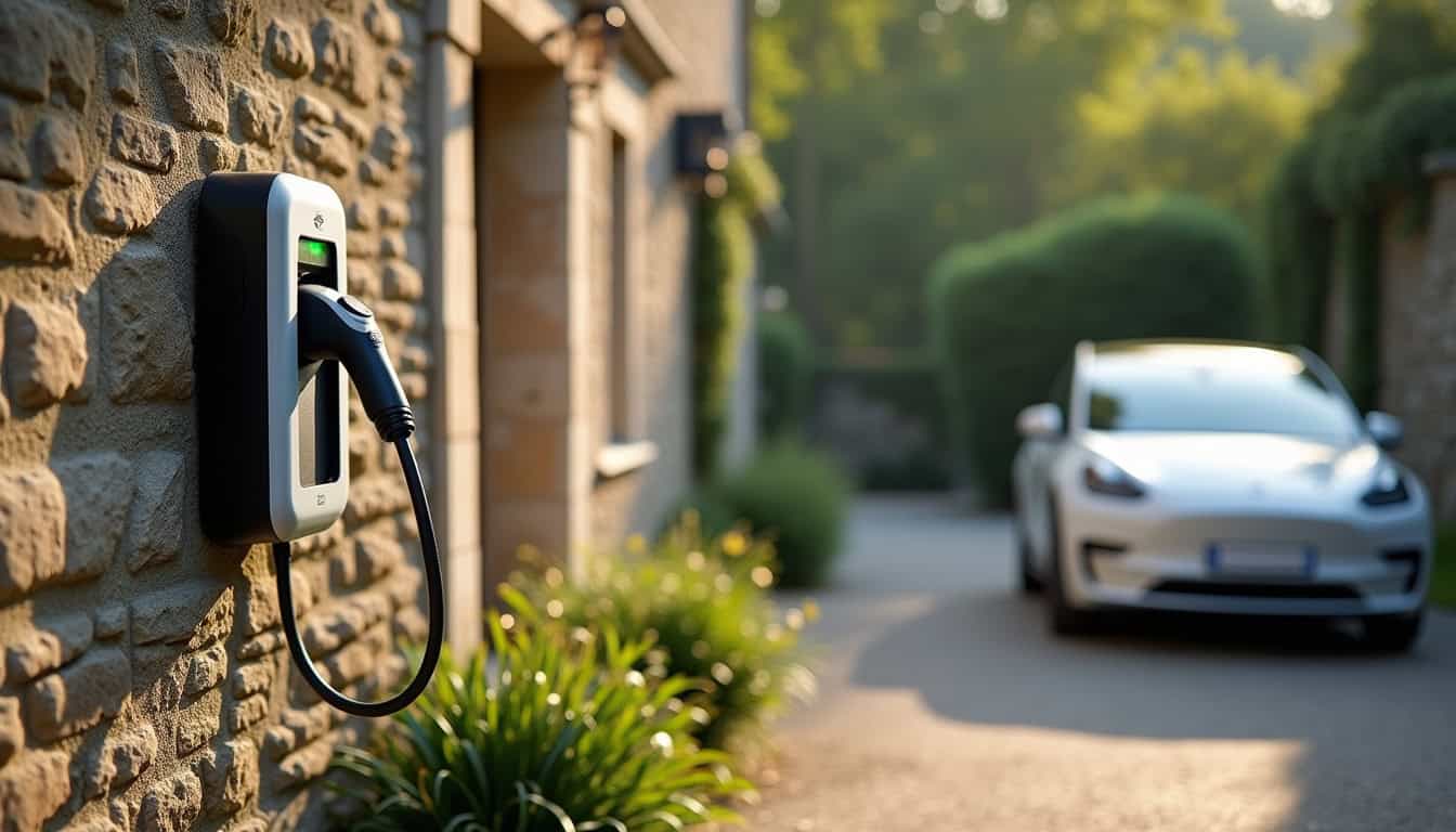 Installation d'une borne de recharge électrique sur un parking privé à Peschadoires