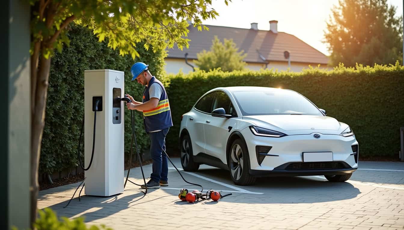 Installation d'une borne de recharge électrique sur un parking privé à Ravenel