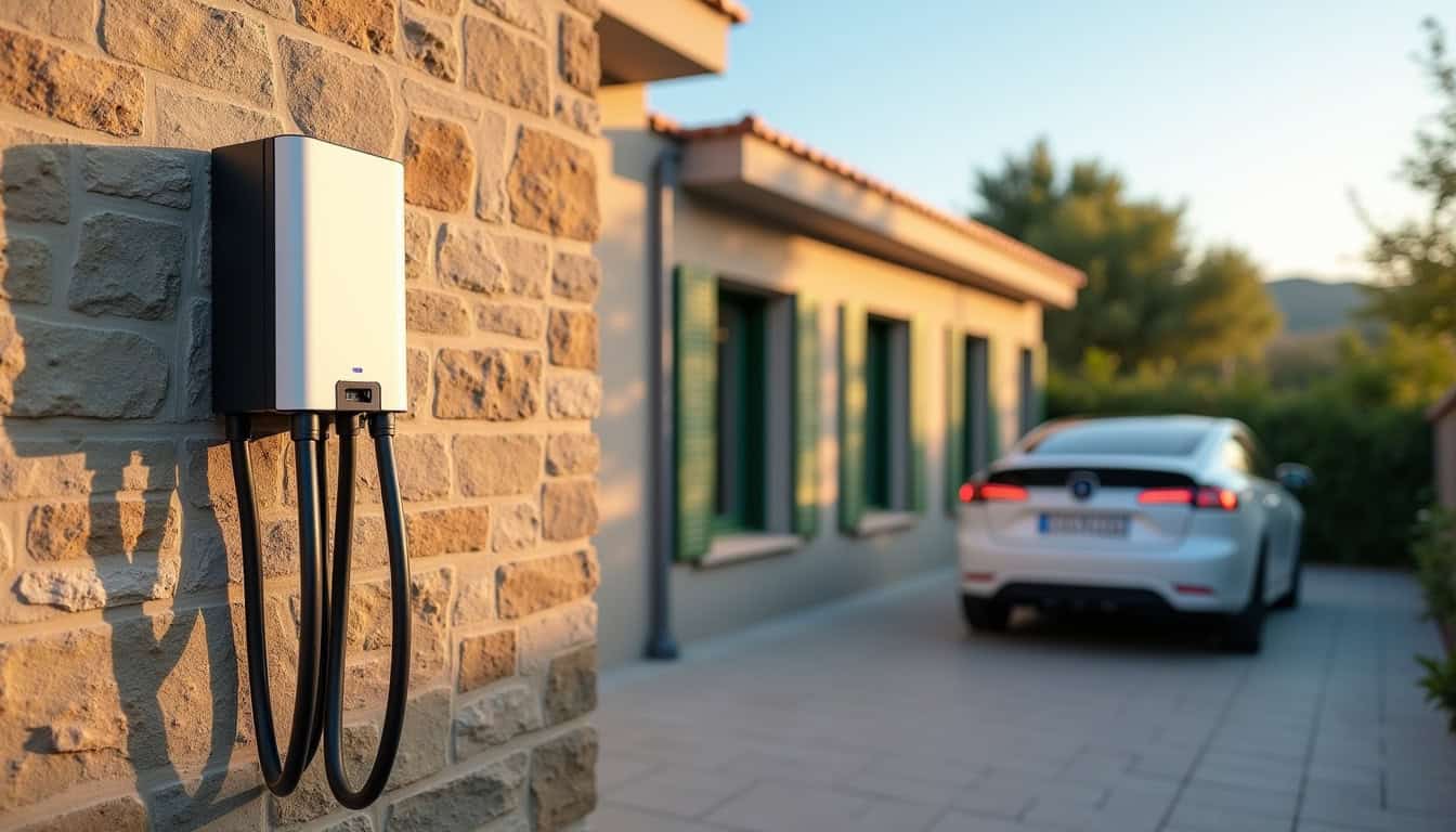 Installation d'une borne de recharge électrique sur une façade de maison à Castelmayran