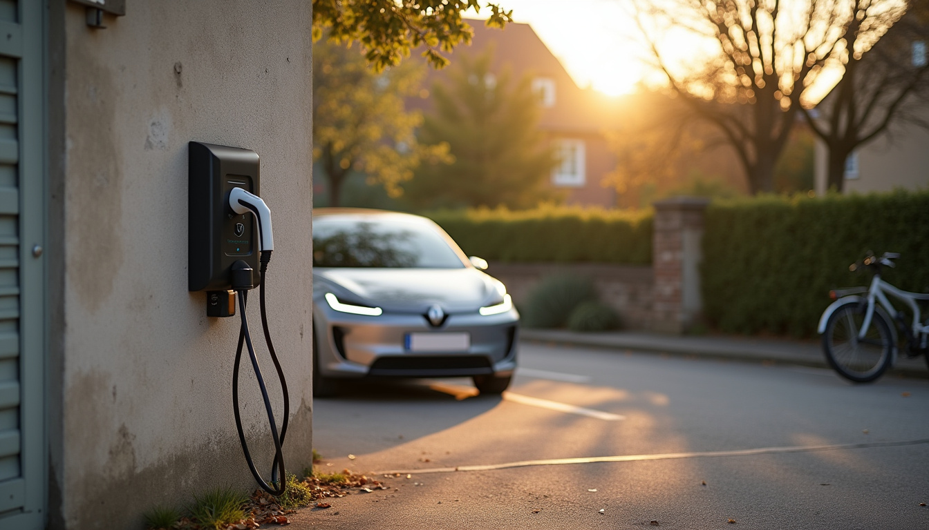 Installation d'une borne de recharge électrique sur une place de parking privée à Algolsheim