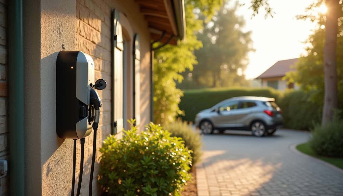 Installation d'une borne de recharge murale à l'extérieur d'une maison à Chabris