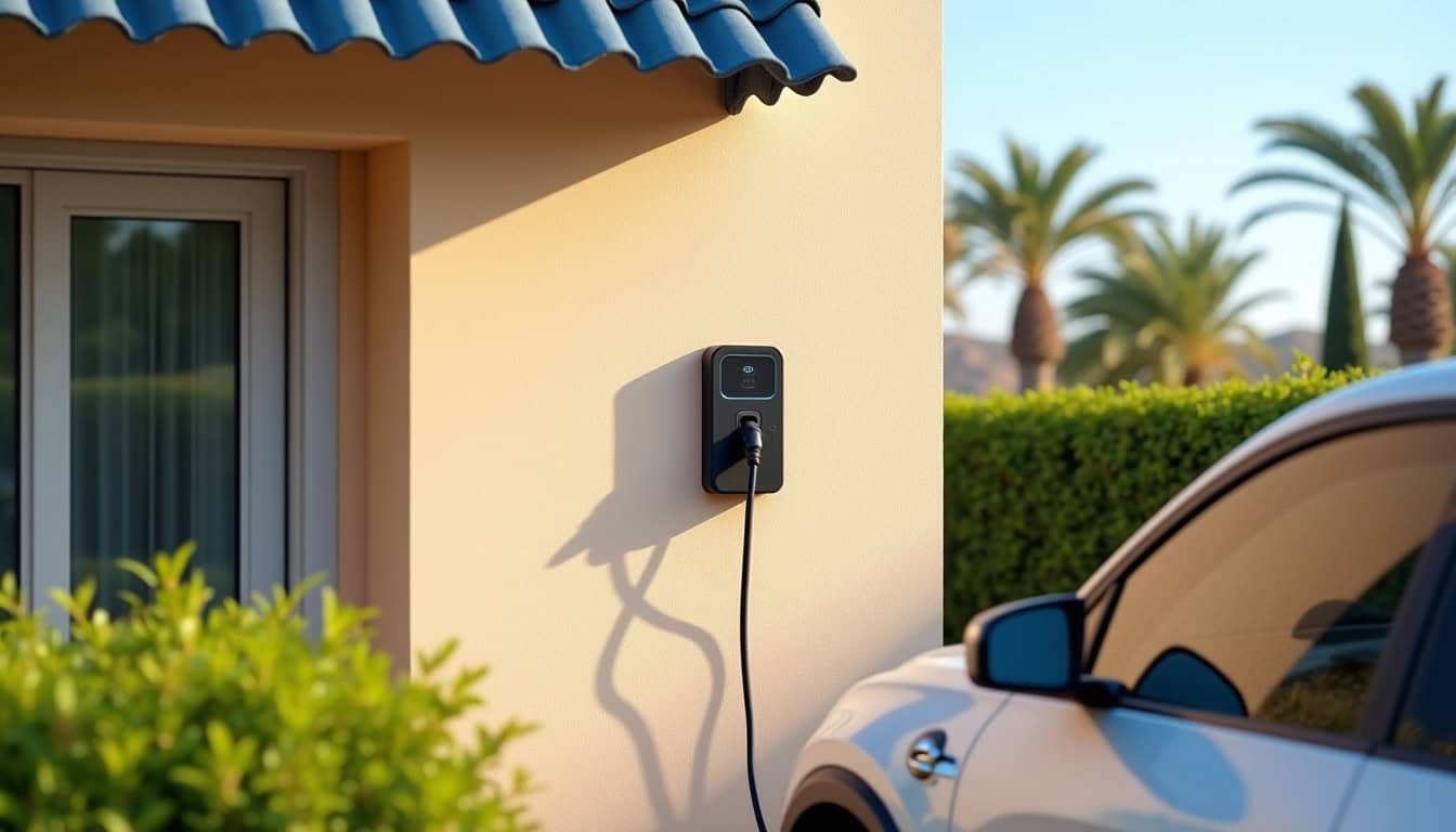 Installation d'une borne de recharge murale à l'extérieur d'une maison à La Grande-Motte