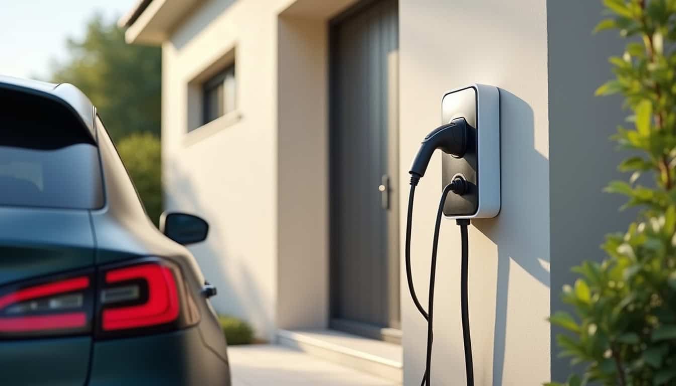 Installation d'une borne de recharge murale à l'extérieur d'une maison à Luché-Pringé