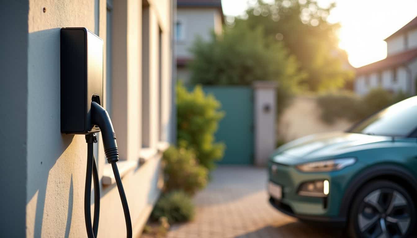 Installation d'une borne de recharge murale à l'extérieur d'une maison à Mézeray