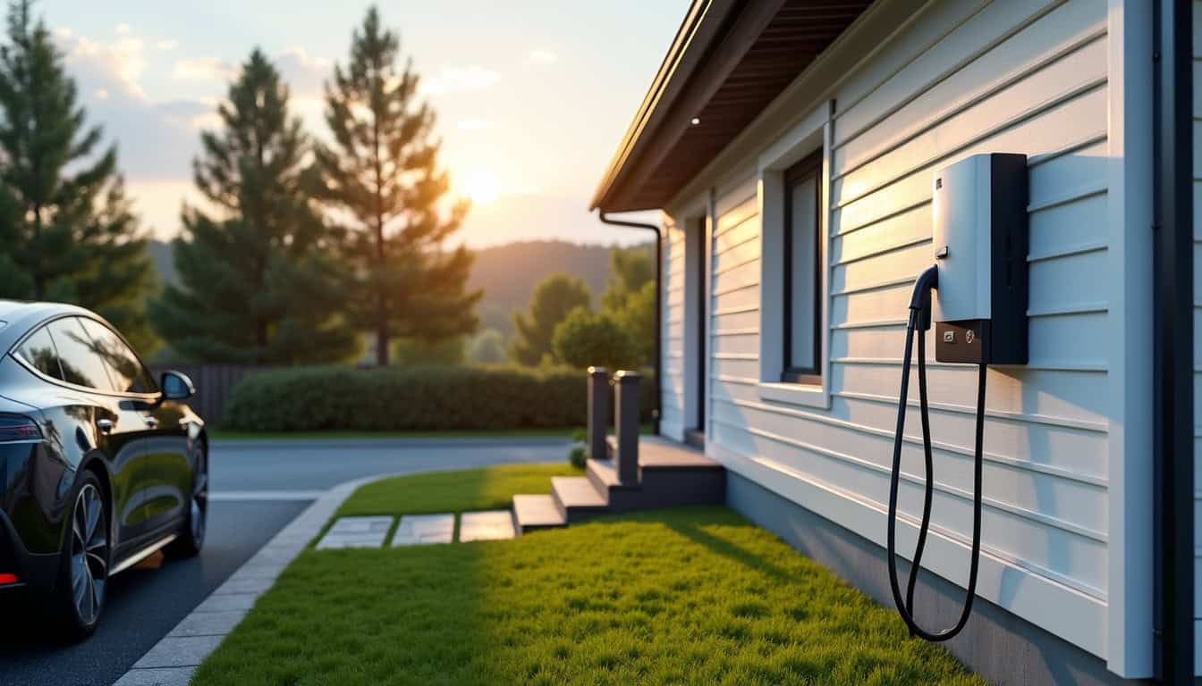 Installation d’une borne de recharge murale à l’extérieur d’une maison à Saint-Colomban