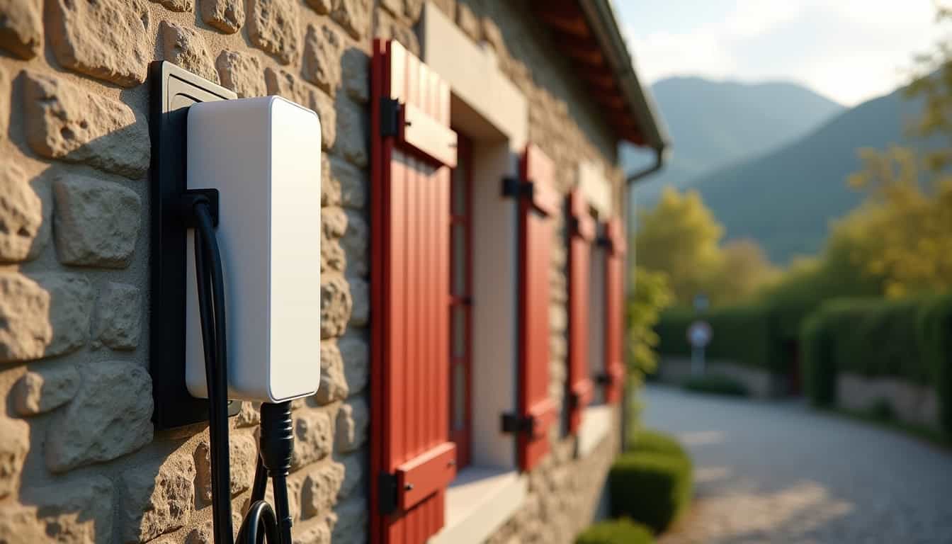 Installation d'une borne de recharge murale à l'extérieur d'une maison à Saint-Étienne-de-Baïgorry