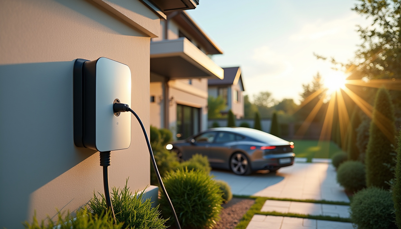Installation d'une borne de recharge murale à l'extérieur d'une maison à Sainte-Cécile