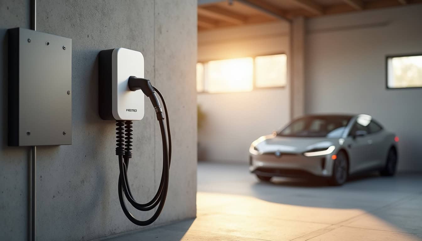 Installation d'une borne de recharge murale à l'intérieur d'un garage à Sochaux
