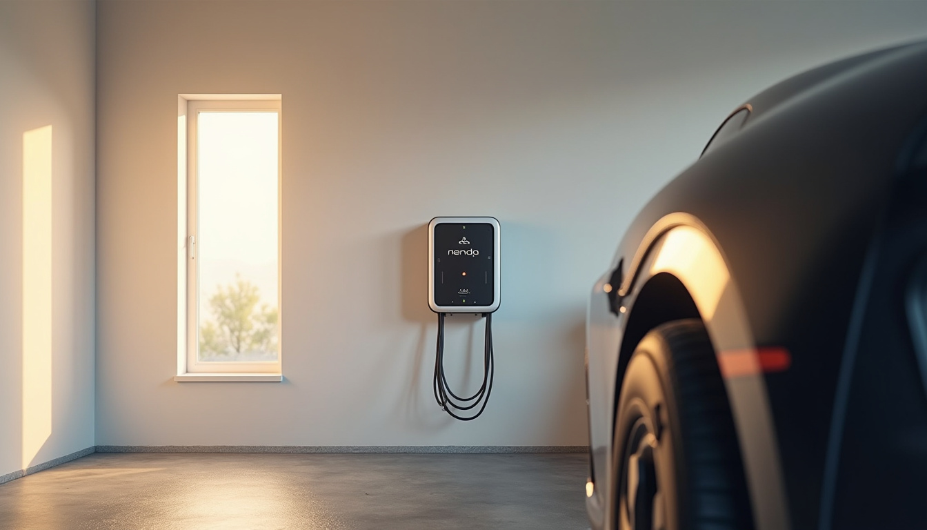 Installation d'une borne de recharge murale à l'intérieur d'un garage, câble bien rangé