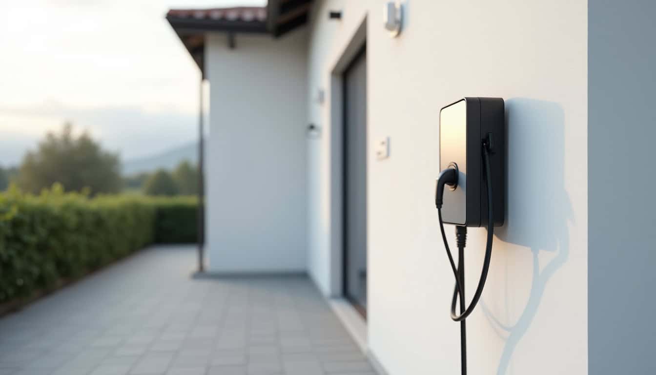 Installation d'une borne de recharge murale devant une maison à Pibrac
