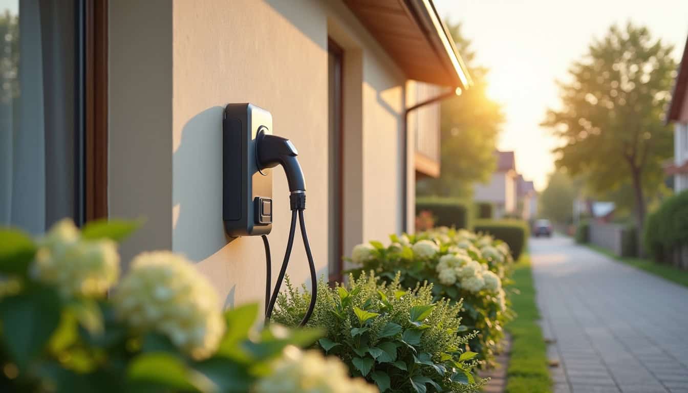 Installation d'une borne de recharge murale devant une maison individuelle à Fréthun