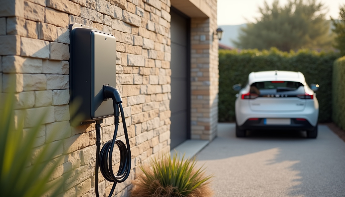 Installation d'une borne de recharge murale en extérieur près d'un garage à Nogaro