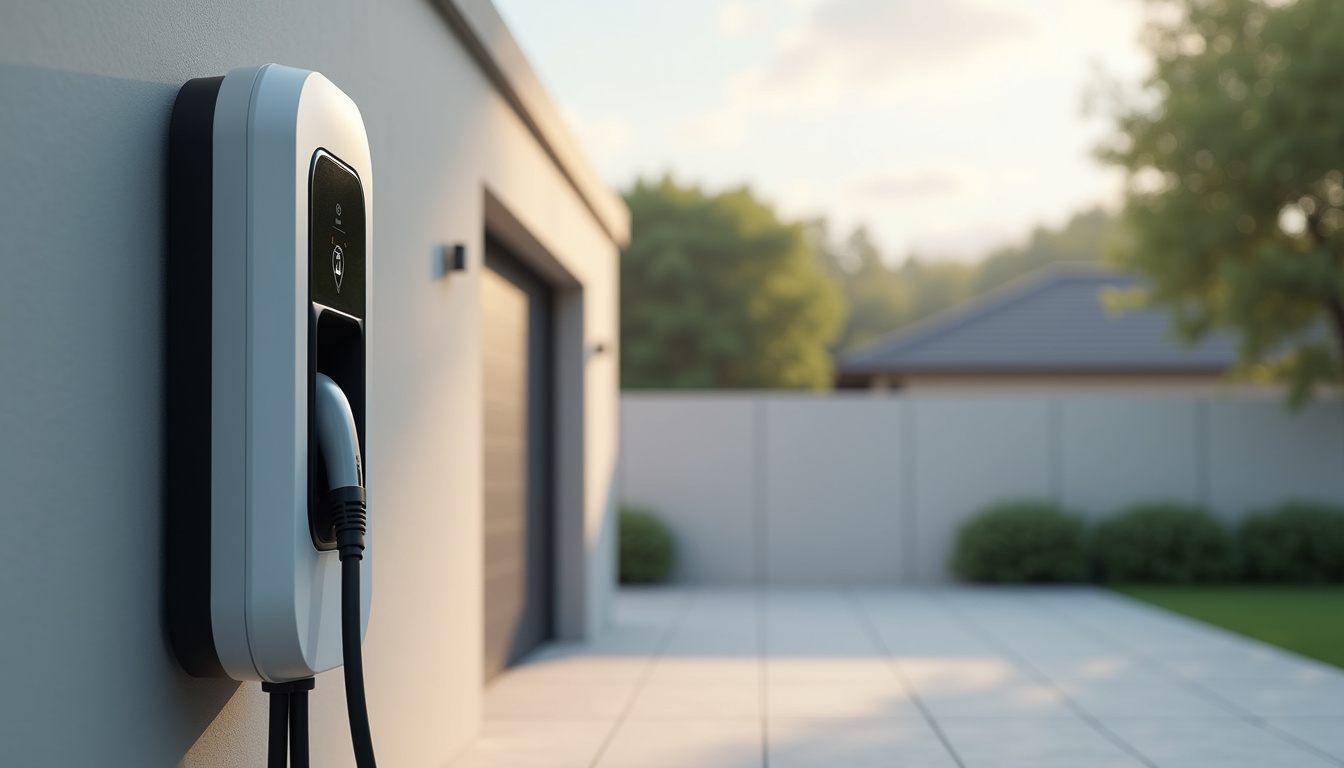 Installation d'une borne de recharge murale en extérieur près d'un garage