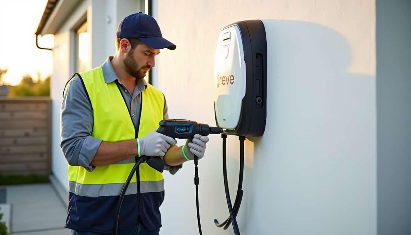 Installation d'une borne de recharge murale par un technicien qualifié IRVE