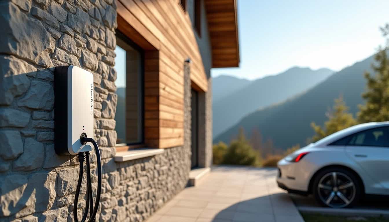 Installation d'une borne de recharge murale sur façade d'une maison à La Motte-Servolex