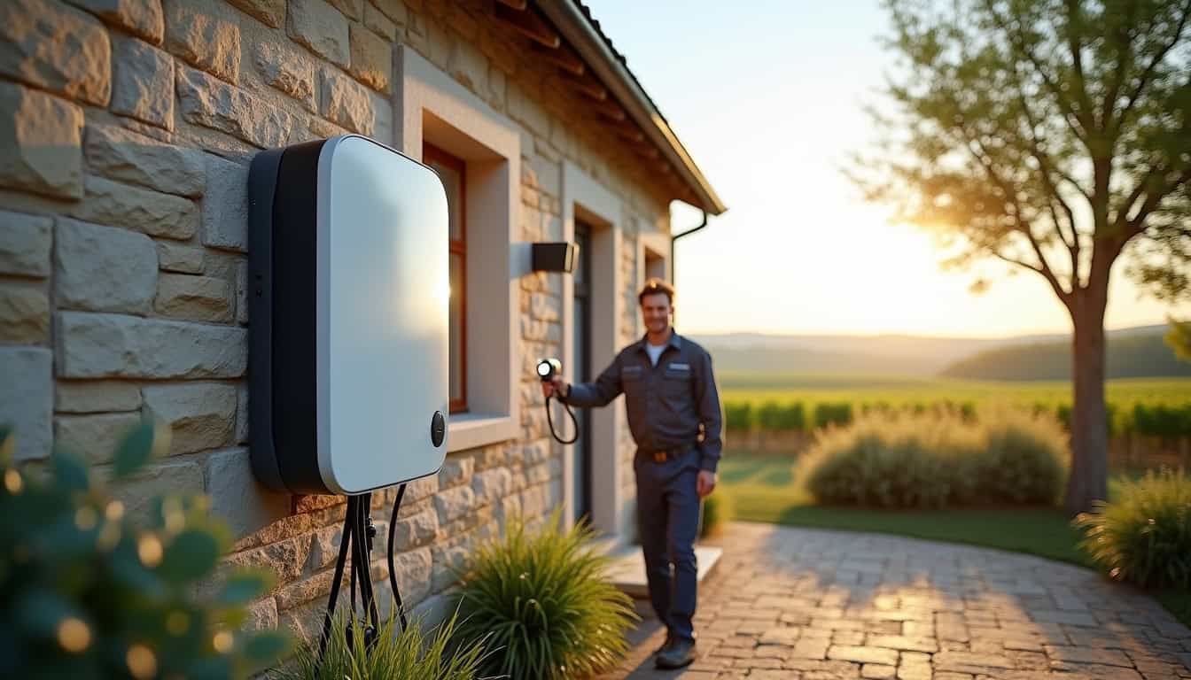 Installation d'une borne de recharge murale sur la façade d'une maison à Condom